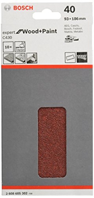 Bosch Sanding Sheet 93x185mm Velco 40g Pack of 10 2608605302