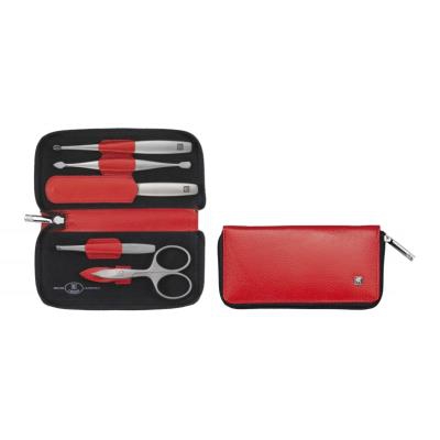 ZWILLING Estuche de manicura de piel rojo, 5 pzs.