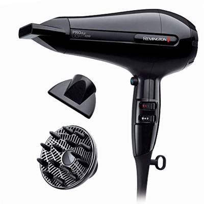 Remington Pro Air AC6120 Secador de Pelo Profesional, Secador Iónico, Difusor y 2 Concentradores, 2200 W, Negro, Ligero y Silencioso