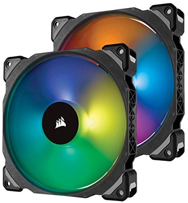 Corsair ML140 Pro - Ventilador de levitación magnética, 140 mm Premium, con LED RGB, Paquete de 2 Ventiladores con Lighting Node Pro (CO-9050078-WW)