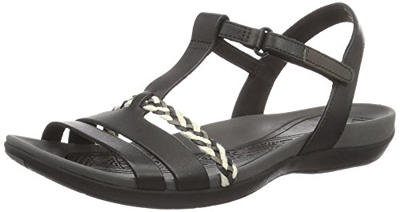 Clarks Tealite Grace, Sandalias de Talón Abierto para Mujer, Negro (Black Leather-), 39 EU