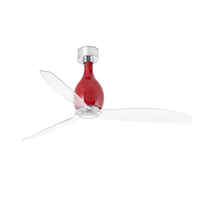 FARO BARCELONA 32029 - Mini ETERFAN Ventilador de Techo ø128 cms Rojo Brillo Palas transp