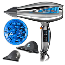 BaByliss Pro 6000E Secador de pelo profesional, motor digital, iónico, secado ultra rápido 208 km/h, temperatura constante 70º, incluye difusor y dos  características