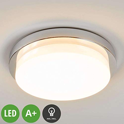 LED Lámpara de techo 'Cordula' (Moderno) en Plateado hecho de Plástico e.o. para Cuarto de baño (1 llama, A+) de LAMPENWELT | lámpara de techo para ba