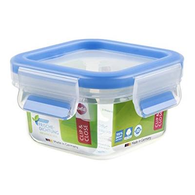 Emsa 508535 Clip & Close Aufbewahrungs-Dose, quadratisch, 0,25l, transparent (1 