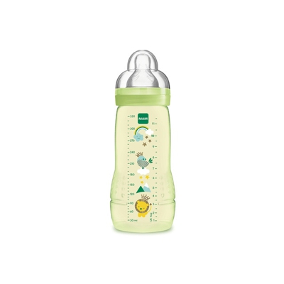 MAM - Biberón Ultrasuave Tacto Seda Tetina Silicona (330 Ml.) +4 M. Verde