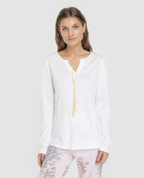 Énfasis - Camiseta De Pijama En Blanco De Manga Larga características