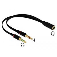 65967 cable de audio 0,2 m 3,5mm 2 x 3,5mm Negro, Adaptador