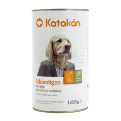 Katakan - Comida Húmeda Para Perros Adultos Katakán Albondigas En Salsa Con Pollo Verduras 1250 G en oferta