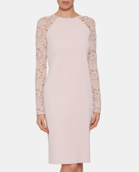 Gina Bacconi - Vestido Rosa Con Mangas De Encaje características