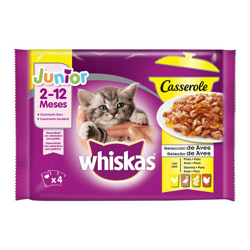 Whiskas - Comida Húmeda Para Gatos Junior Casserole Selección De Aves 4 X 85 G precio