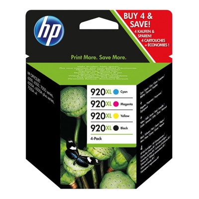 Pack 4 cartuchos Tinta HP 920XL Negro + Color (CB435A)