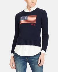 Polo Ralph Lauren - Jersey De Mujer Con Manga Larga Y Estampado De Bandera características