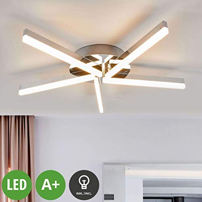 Lámpara LED de techo Patrik, cromo 5 brazos IP44