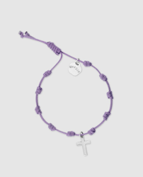 Marduk - Pulsera Decenario Lila De Plata Con Cruz en oferta