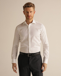 Emidio Tucci - Camisa De Hombre Slim Lisa Blanca en oferta
