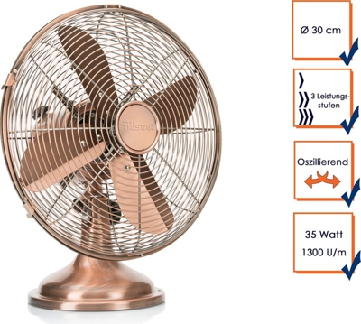 Ventilador Tristar Retro, 35W, Cobre