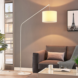 Stehleuchte Viskan Stehlampe Bogenform Weiß Stoffschirm Gestell Eckig Lampenwelt características