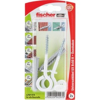 Fischer UX 8 X 50 mm, 8x Universaldübel, 8x Ösenschrauben & 8x Abdeckung - 94297