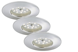Tres focos empotrables LED Nikas, IP44, cromo precio