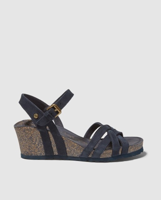 Panama Jack - Sandalias De Cuña De Mujer En Nobuck De Color Azul