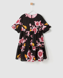Bass 10 - Vestido De Niña En Negro Con Flores en oferta