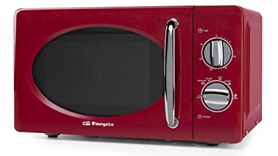 Microondas Orbegozo MI 2020, 20 Litros, 700 W, rojo y plata