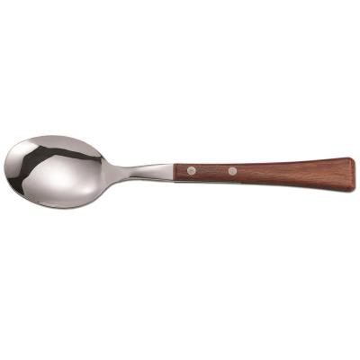 Cuchara de Mesa Arcos Manchega 479500 monoblock de una pieza de acero inoxidable 18/10, mango de madera compromida y hoja de 9.5 cm en caja