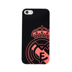 Funda de poliuretano termoplástico (TPU) del Real Madrid para iPhone 5-5S-SE en negro con el escudo en coral en oferta