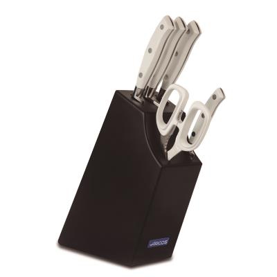 Juego de 4 cuchillos y tijera en taco en madera de haya - Arcos Riviera Blanc