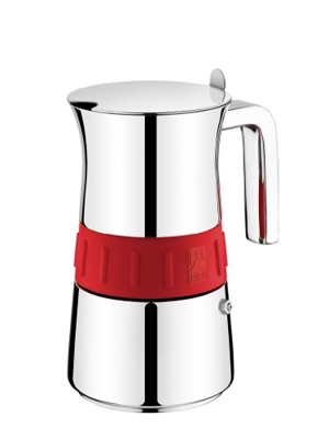 BRA Cafetera Italiana, 10 Tazas Acero inoxidable 18/10 Diseño  contemporáneo 
