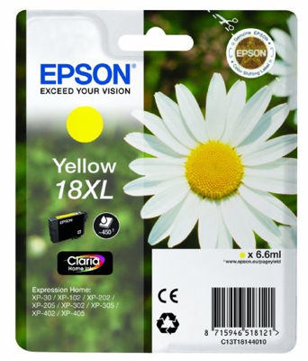 Epson C13T18144010 - Cartucho de tinta, amarillo, XL válido para los modelos Expression Home XP-425, XP-422, XP-415, XP-412, XP-325, XP-322 y otros, Y