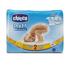 Chicco DryFit - Pack de 25 pañales ultra absorbentes, talla 2, 3-6 Kg características