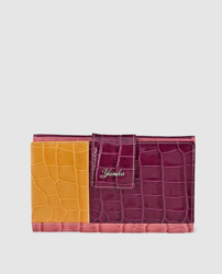 Yanko - Cartera De Mujer De Piel Tricolor En Amarillo, Rosa Y Morado Con Dos Compartimentos en oferta