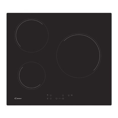 Candy - Placa Vitrocerámica CH63CT Con 3 Zonas De Cocción Negro