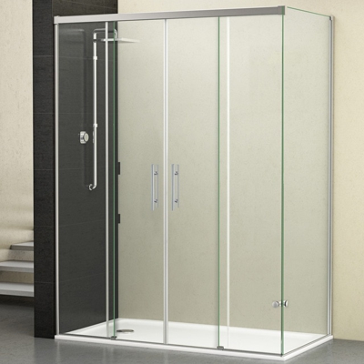 Ibermampara - Mampara De Ducha Estambul 4PL Cromo De (161 a 180) x 80 cm