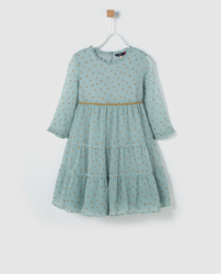 Tizzas - Vestido De Niña En Verde Agua Con Estampado a un precio más barato  - Shoptize