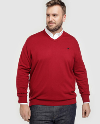 PANTHER - Jersey De Hombre Rojo Con El Cuello De Pico Tallas Grandes en oferta
