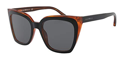 Emporio Armani - Gafas De Sol De Mujer Cat Eye En Negro Con Marrón Combinado