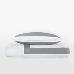 El Corte Inglés - Juego De Funda Nórdica De Satén Banded Sateen Gris Cama 180 cm en oferta