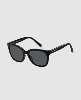 Tommy Hilfiger - Gafas De Sol De Mujer Cat Eye Inyectadas En Negro Con Lente En Gris