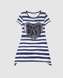Desigual - Camiseta De Niña De Rayas Con Lentejuelas Reversible características