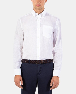Paul & Shark - Camisa De Lino De Hombre Regular Lisa Blanca