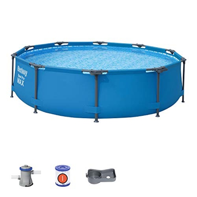 Bestway 56408 - Piscina Desmontable Tubular Bestway Steel Pro (305 x 76 cm) con depuradora de cartucho. Liner tricapa de PVC y poliéster