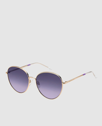 Tommy Hilfiger - Gafas De Sol De Mujer Aviador De Metal En Tono Oro Rosa Con Lente Morada en oferta