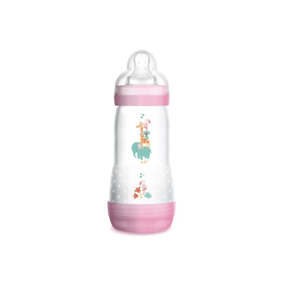 MAM - Biberón Anticólico Ultrasuave Tacto Seda Tetina Silicona (320 Ml.) +4 M. Rosa