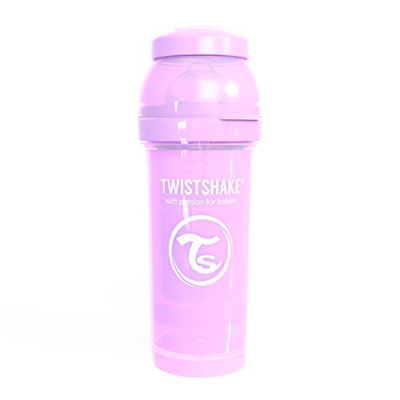 Twistshake - Biberón Anticólico Tetina Silicona (260 Ml.) Morado Pastel