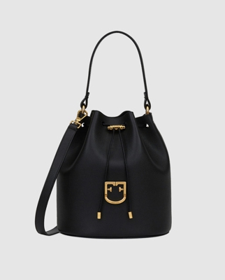 Furla - Bolso Saco Pequeño Corona De Piel De Becerro En Negro