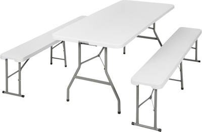 TecTake Table and Benches (white)