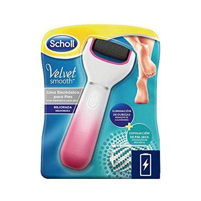 Scholl Lima Electrónica para pies Velvet Smooth con Cabezal Exfoliante, Color Rosa